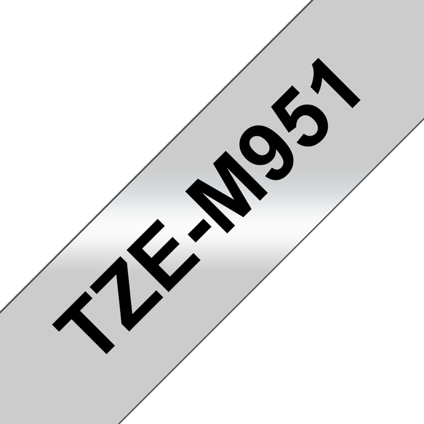 Brother Tape 24mm TZe-M951 Svart/Sølv
