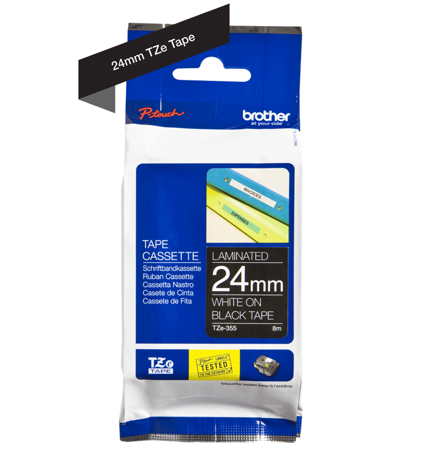 Brother Tape 24mm TZe-355 Hvit/Svart