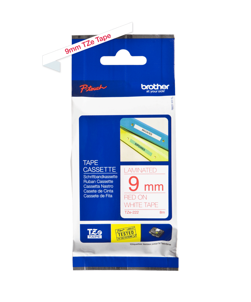 Brother Tape 9mm TZe-222 Röd/Vit