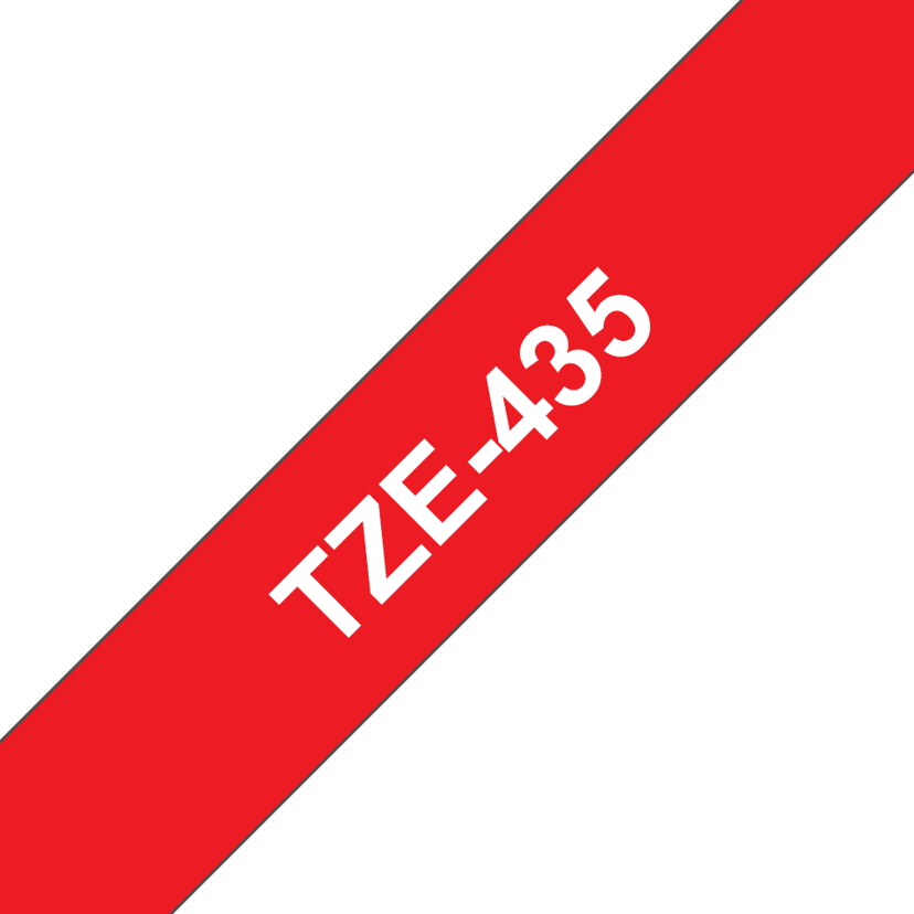 Brother Tape 12mm TZe-435 Hvit/Rød