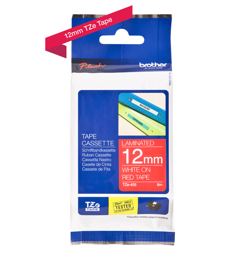 Brother Tape 12mm TZe-435 Valkoinen/Punainen