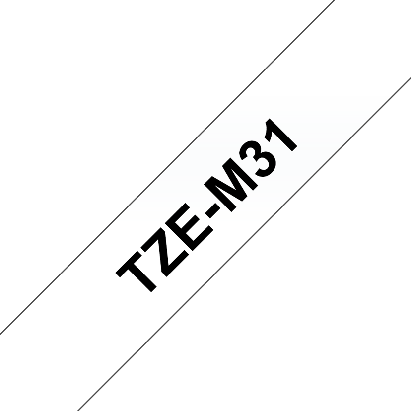 Brother Tape 12mm TZe-M31 Svart/Gjennomsiktig