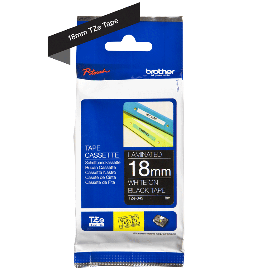 Brother Tape 18mm TZe-345 Wit/Zwart