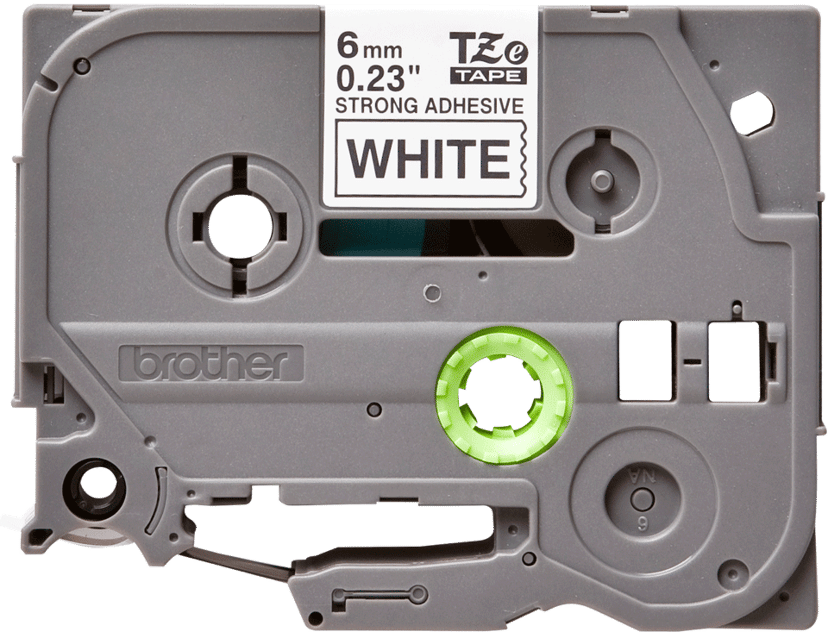 Brother Tape 6mm TZe-S211 Svart/Vit Extra Stark