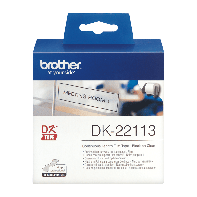 Brother Tape Plast 62mm x 15.24m Svart/Transparent