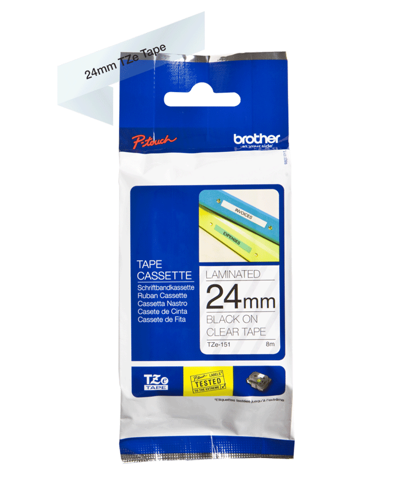 Brother Tape 24mm TZe-151 Zwart/Transparant