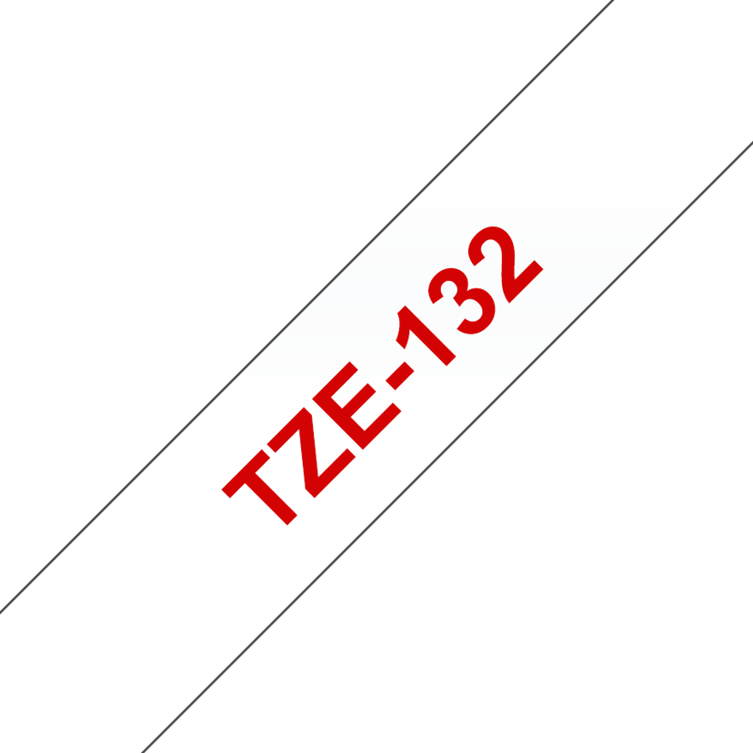 Brother Tape 12mm TZe-132 Rood/Transparant