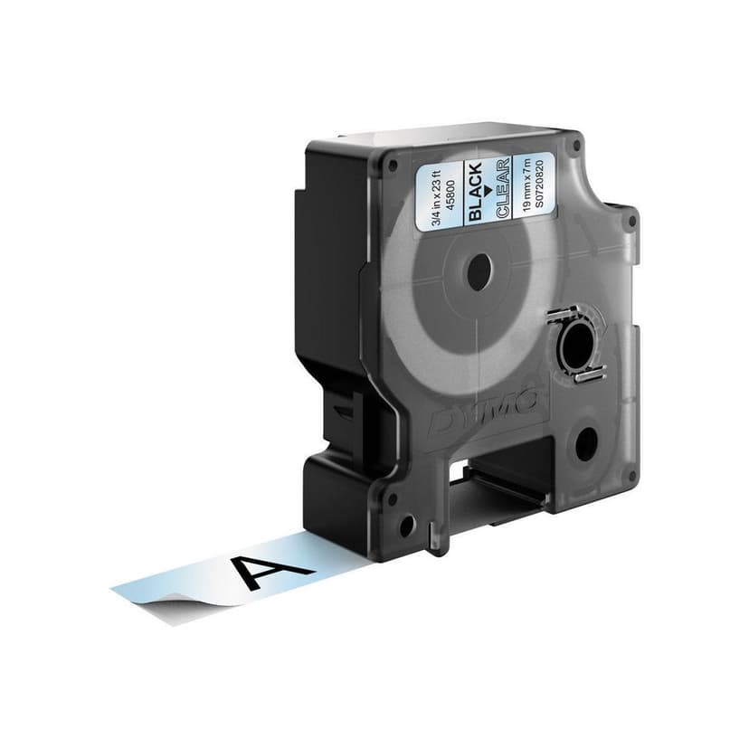 Dymo Tape D1 19mm Sort/Gennemsigtig