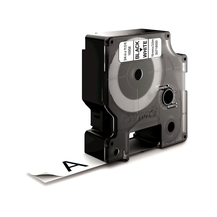 Dymo Tape D1 19mm Svart/Hvit Fleksibel
