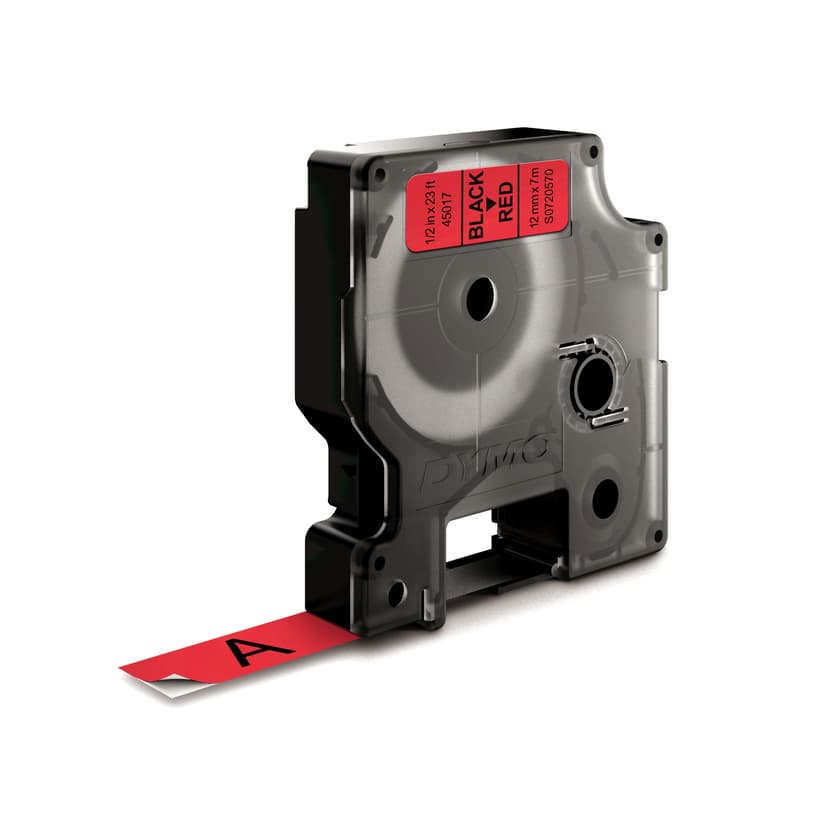 Dymo Tape D1 12mm Zwart/Rood