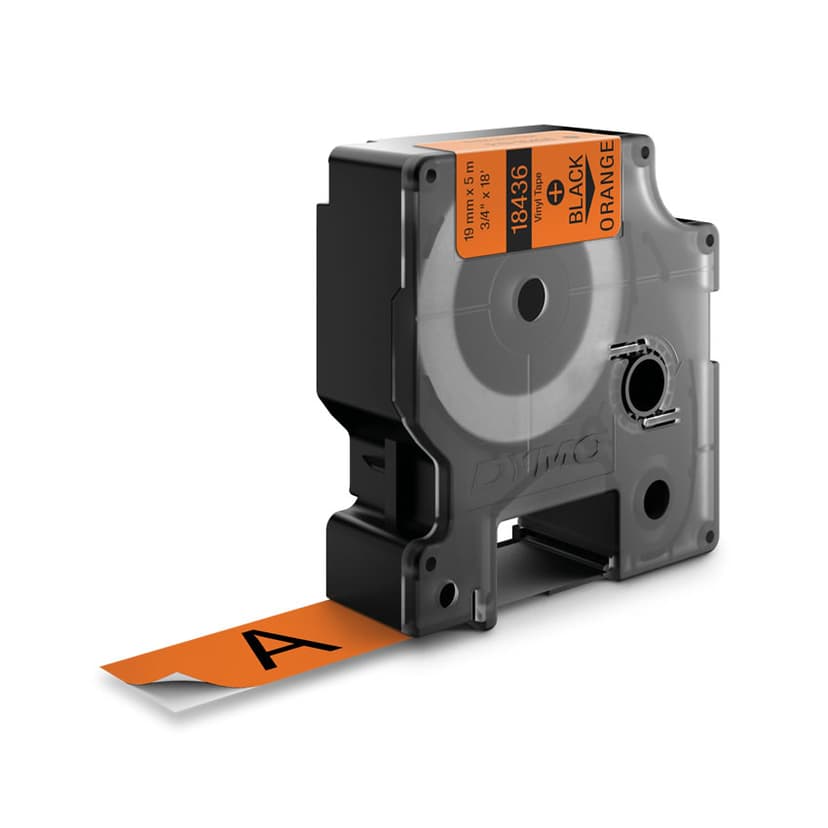 Dymo Tape RhinoPRO Permanent Vinyl 19mm Svart/Orange