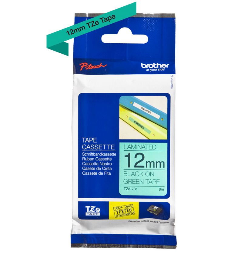 Brother Tape 12mm TZe-731 Svart/Grön