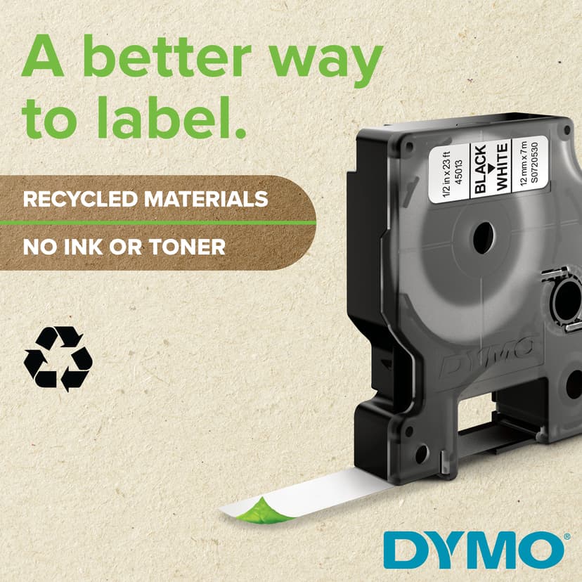 Dymo Tape D1 19mm Svart/Gul