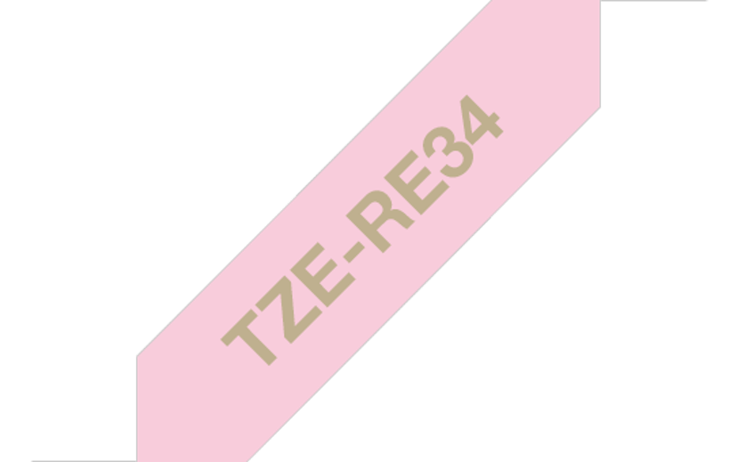 Brother Kangasnauhateippi 12mm TZe-RE34 Kultainen/Vaaleanpunainen