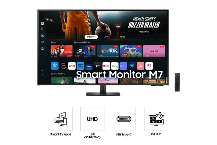 Samsung Smart Monitor M7 M70D - (Fyndvara klass 2) 43" 3840 × 2160pixels VA 16:9 60Hz
