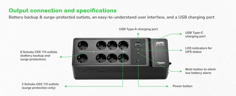 APC Back-ups Be1050g2-gr 1050va/600w 8xoutlets