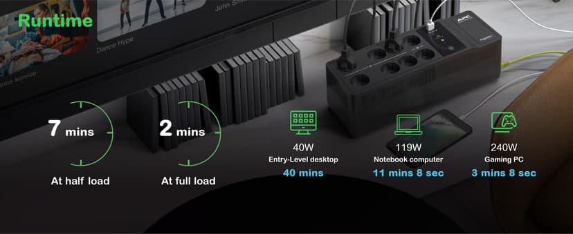 APC Back-UPS BE500G2-GR - Noodstroomvoeding 8x stopcontact, 500VA, 1 USB oplader, 1 USB datapoort