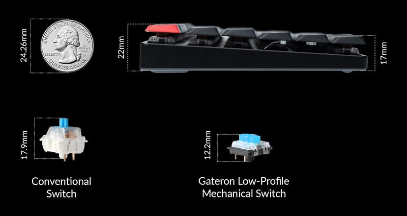 Keychron K5 Pro Gateron LP Brown Langallinen & langaton Gateron Brown Pohjoismainen