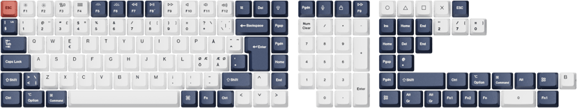 Keychron PBT Full Keycap Set - Blueish Black White ISO Nordic