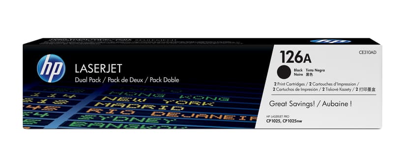 HP Toner Svart 1.2K - CE310AD 2-Pack