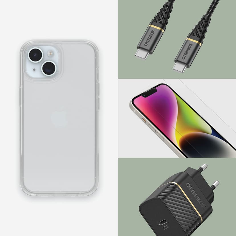 Otterbox Symmetry Clear iPhone 13, iPhone 14, iPhone 15 Läpinäkyvä