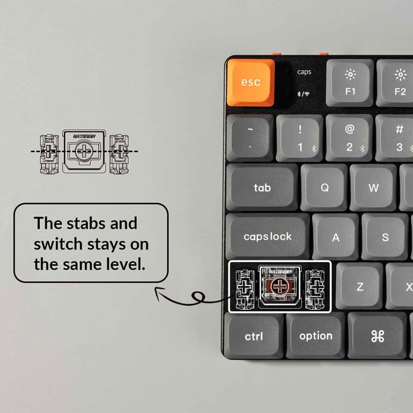 Keychron K5 Max - Low profile Gateron Brown Langallinen & langaton Gateron Low Profile 2.0 Brown Pohjoismainen