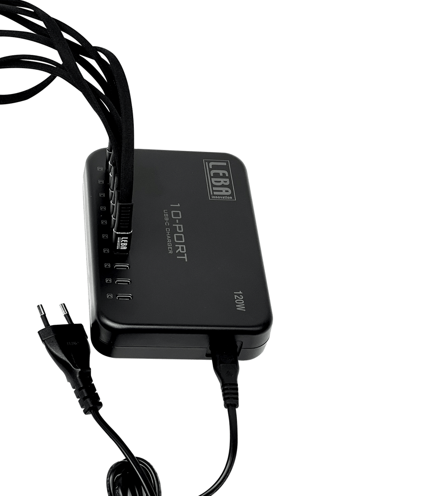 Leba Laddare USB-C Notecharge 10-Port 120W Svart 1.5m