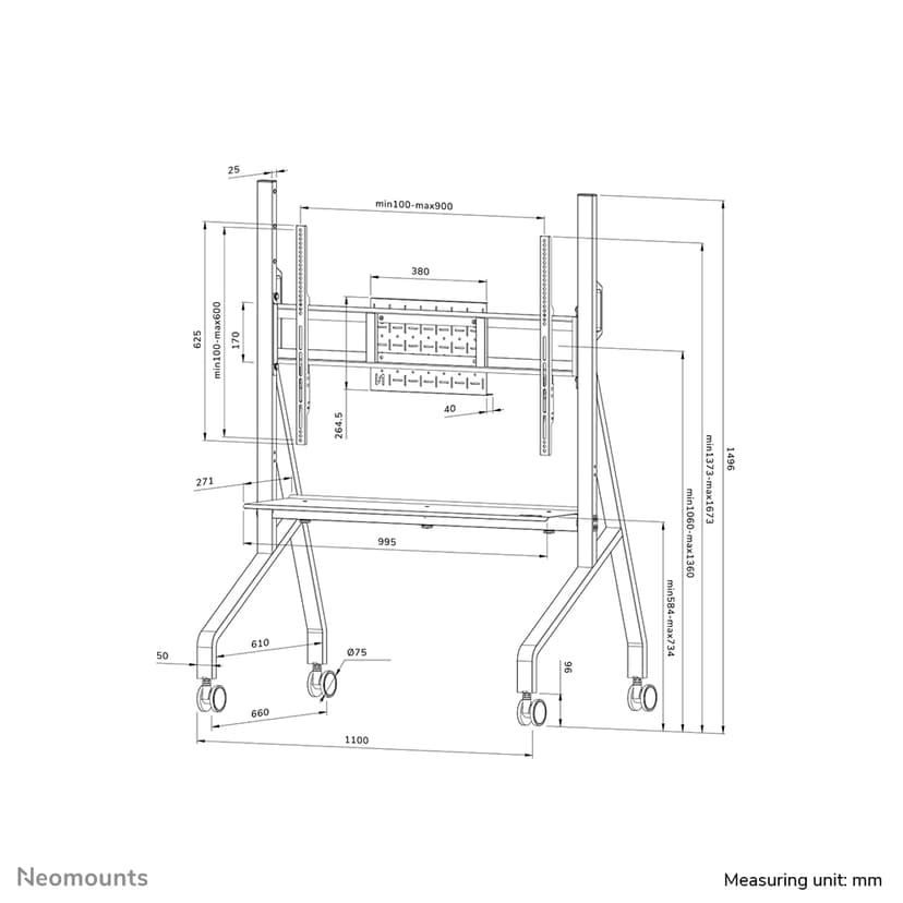 Neomounts Neomounts MOVE Go - FL50-525BL1 TV-trolley 55-86"