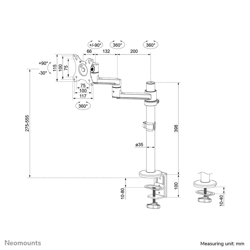Neomounts NEXT Lite - DS60-425WH1 Monitorarm 17-27"