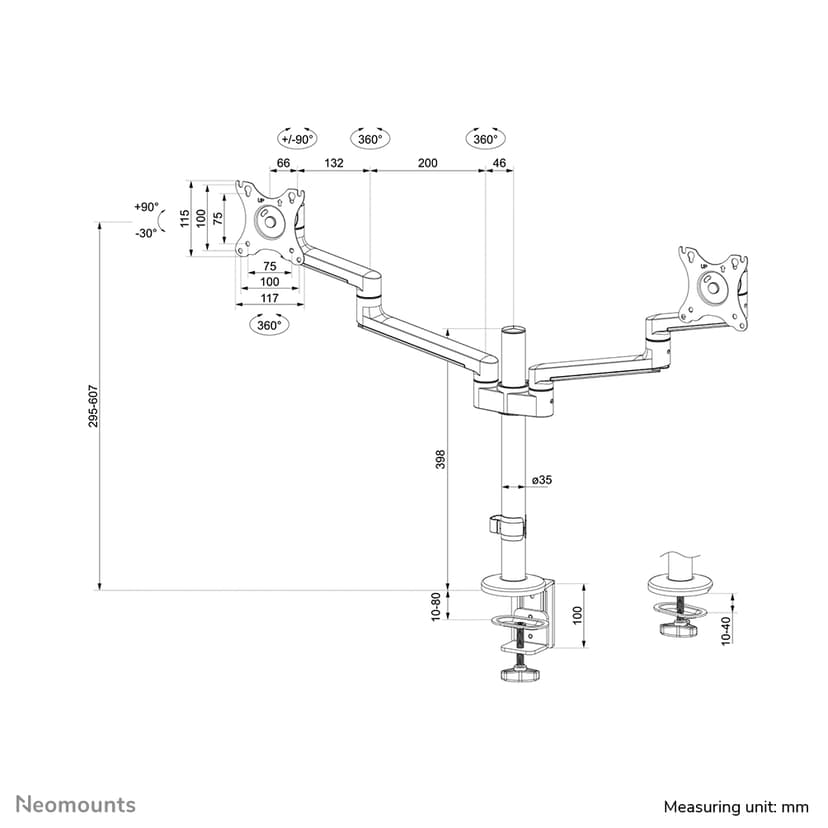 Neomounts NEXT Lite - DS60-425BL2 Monitorarm 17-27"
