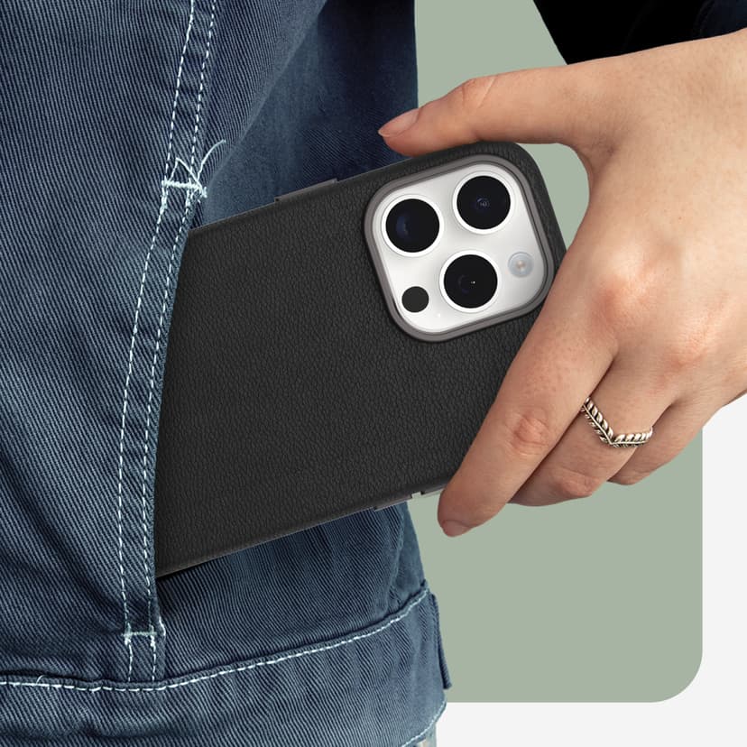 Otterbox Symmetry Series Cactus Leather MagSafe iPhone 15 Pro Max Svart