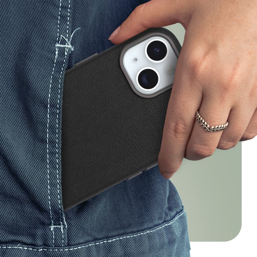Otterbox Symmetry Series Cactus Leather MagSafe iPhone 15 Svart