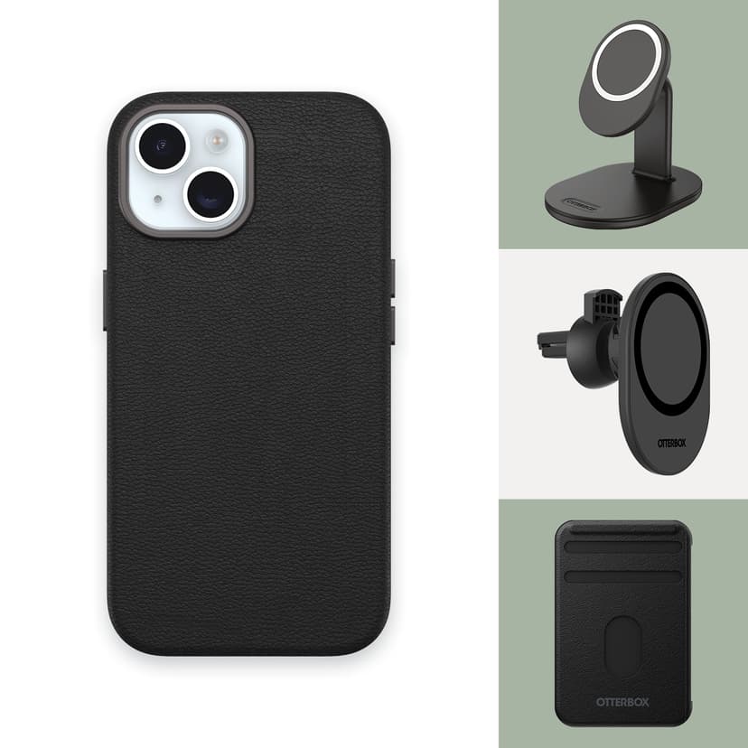 Otterbox Symmetry Series Cactus Leather MagSafe iPhone 15 Svart