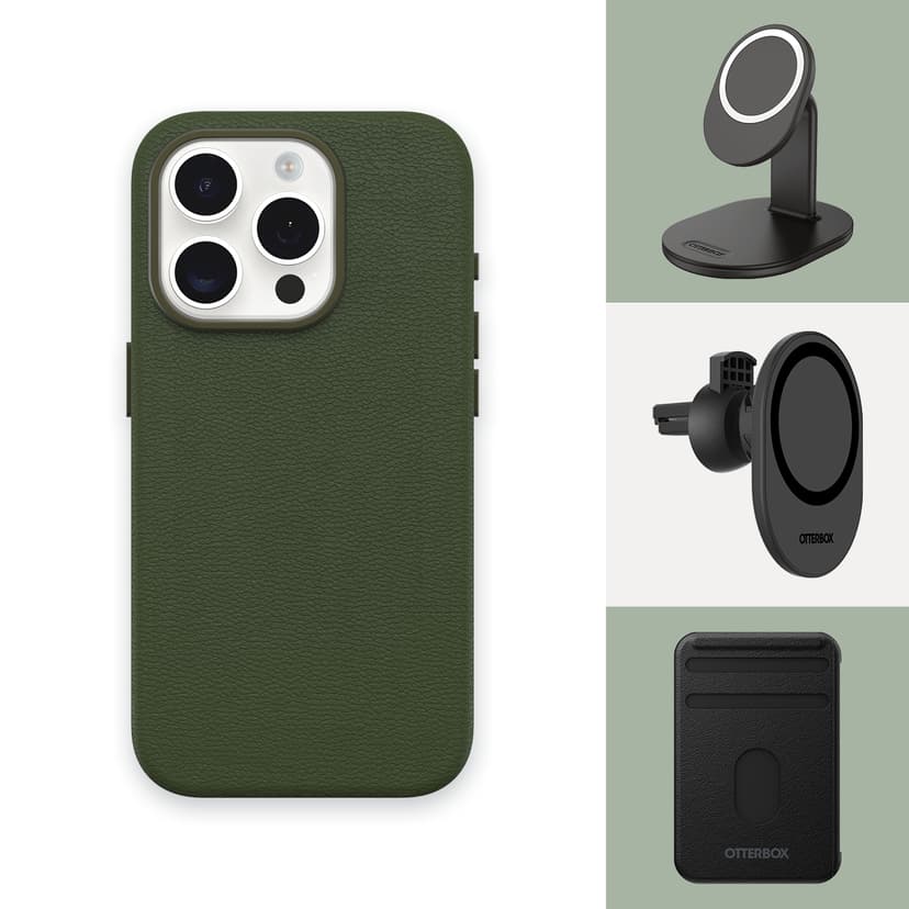 Otterbox Symmetry Series Cactus Leather MagSafe iPhone 15 Pro Grön