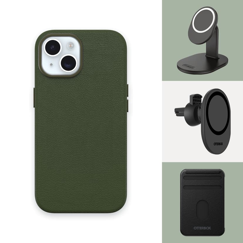 Otterbox Symmetry Series Cactus Leather MagSafe iPhone 15 Vihreä