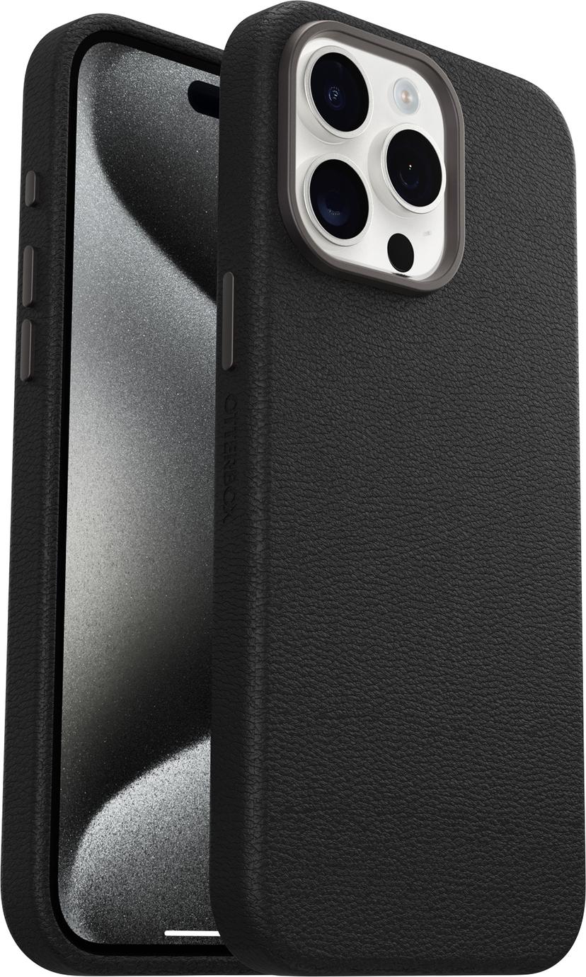 Otterbox Symmetry Series Cactus Leather MagSafe iPhone 15 Pro Max Musta
