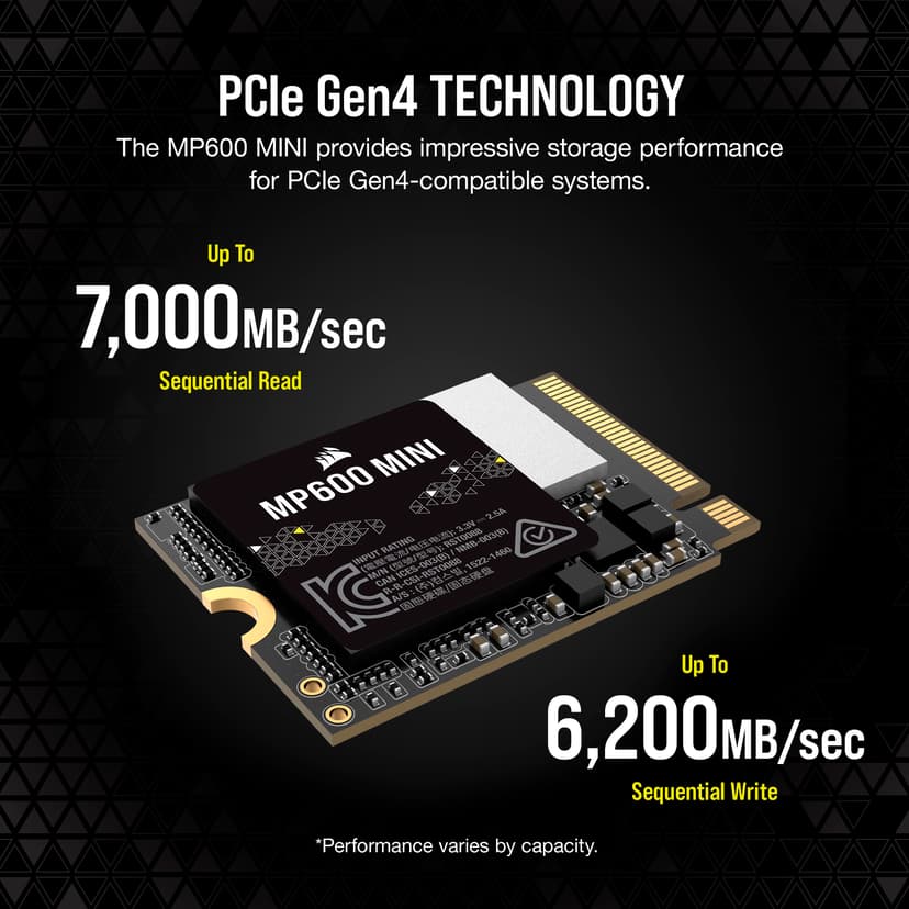 Corsair MP600 MINI 2 TB M.2 PCI Express 4.0 NVMe 3D TLC M.2 PCIe 4.0