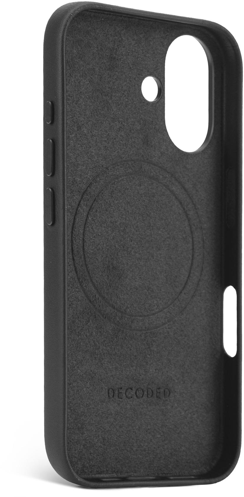 Decoded Leather Backcover iPhone 16 Svart