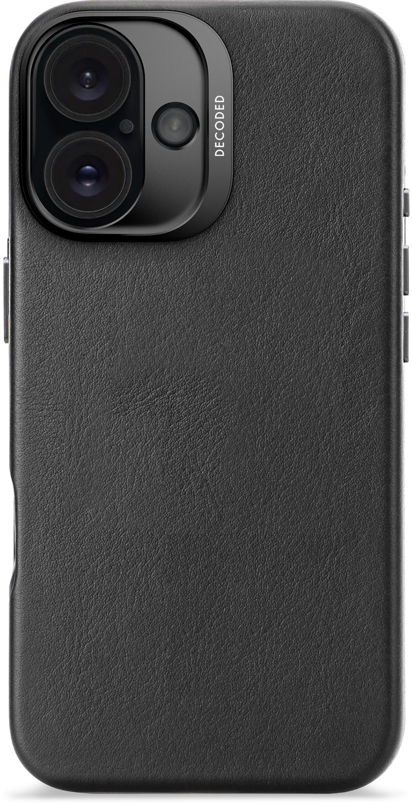 Decoded Leather Backcover iPhone 16 Svart