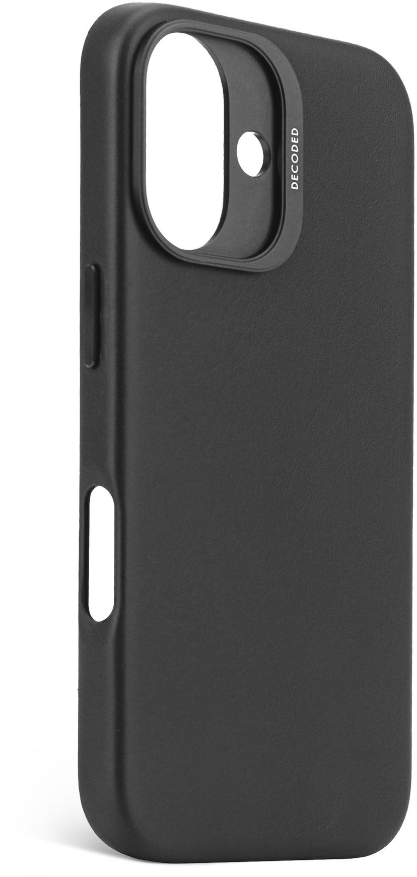 Decoded Leather Backcover iPhone 16 Svart