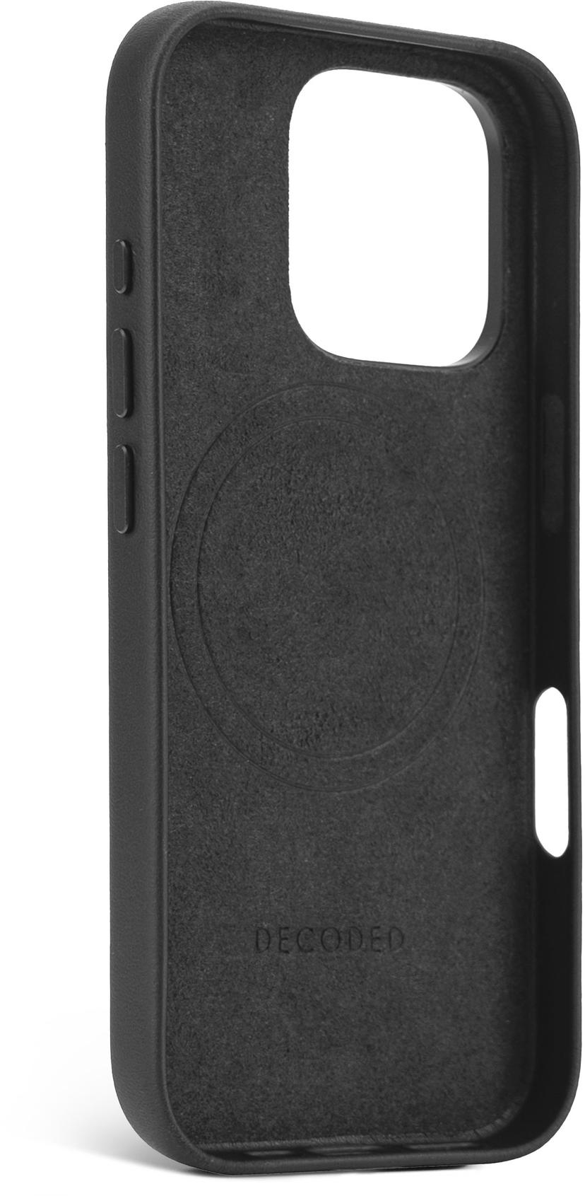 Decoded Leather Backcover iPhone 16 Pro Musta