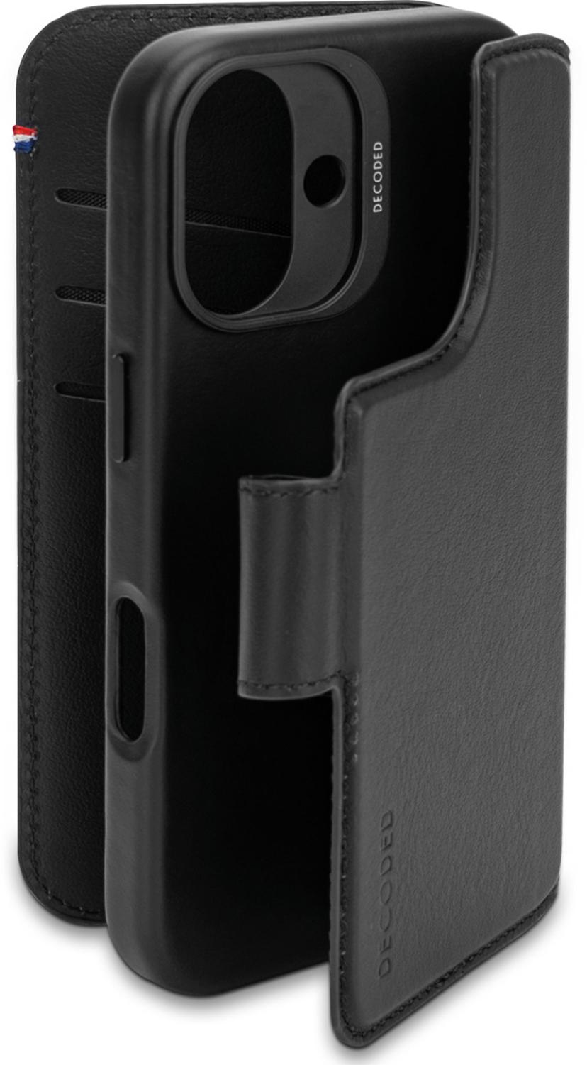 Decoded Leather Detachable Wallet iPhone 16 Svart