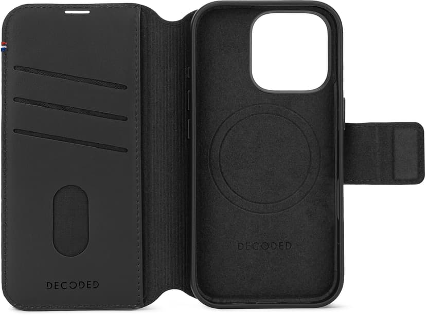 Decoded Leather Detachable Wallet iPhone 16 Pro Musta