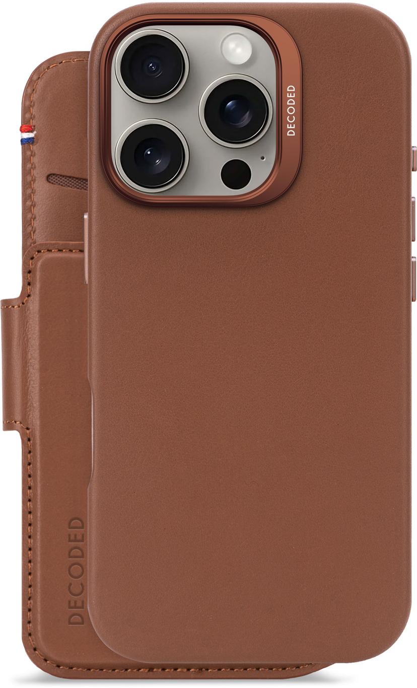 Decoded Leather Detachable Wallet iPhone 16 Pro Tan (gul-brun)