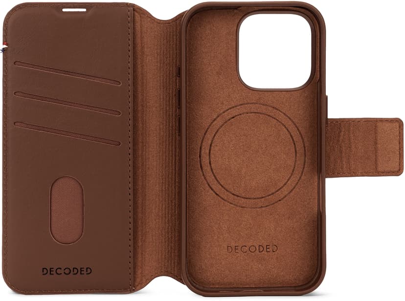 Decoded Leather Detachable Wallet iPhone 16 Pro Tan (gul-brun)