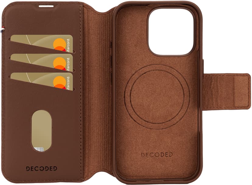 Decoded Leather Detachable Wallet iPhone 16 Pro Tan (gul-brun)