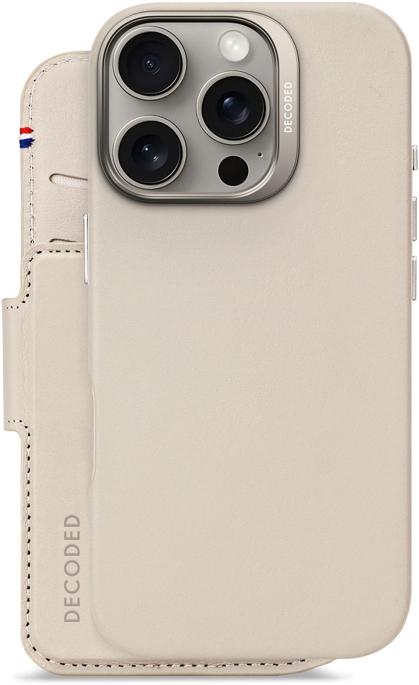 Decoded Leather Detachable Wallet iPhone 16 Pro Grå