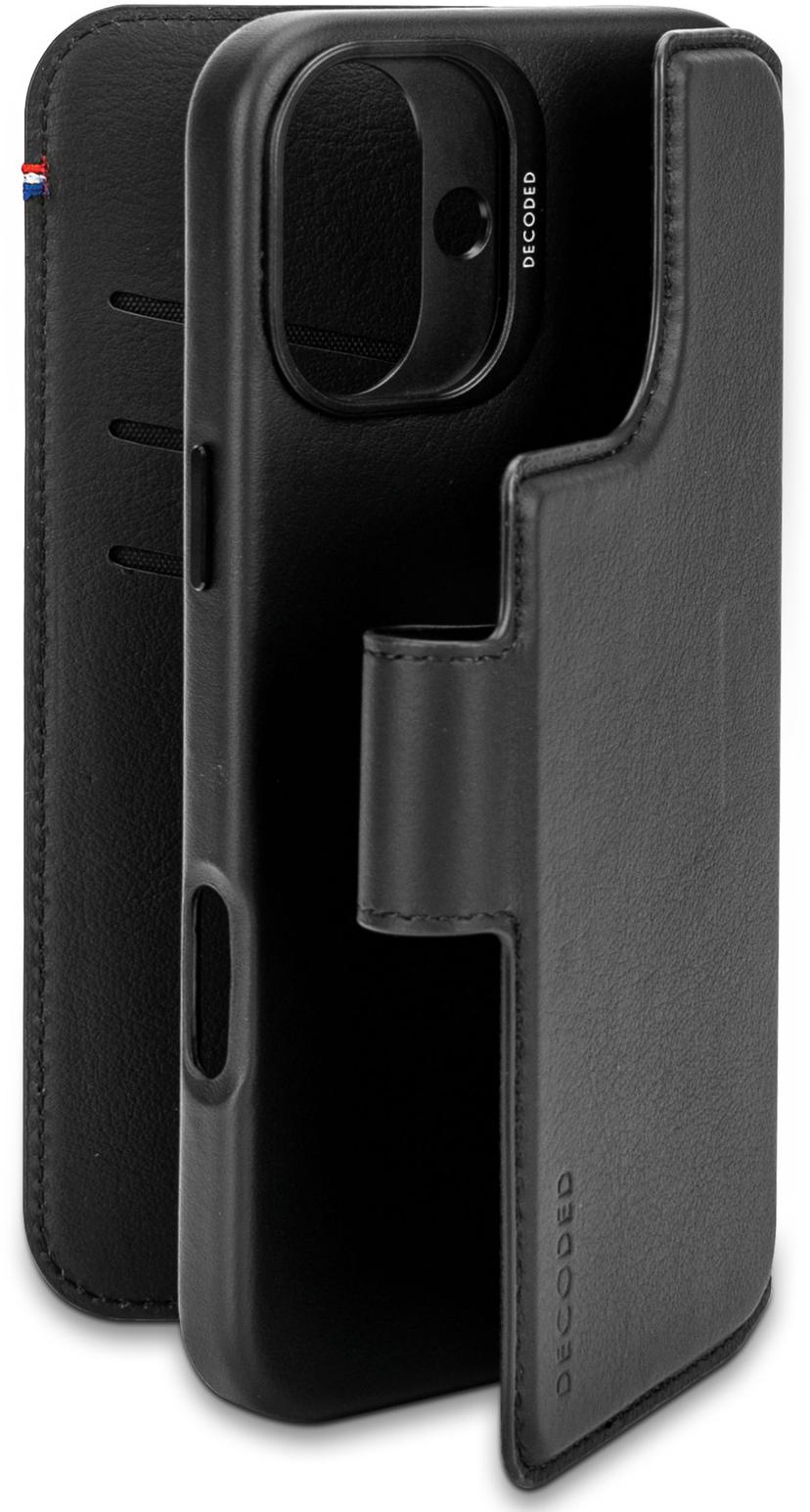 Decoded Leather Detachable Wallet iPhone 16 Plus Musta
