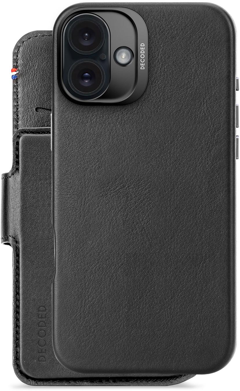 Decoded Leather Detachable Wallet iPhone 16 Plus Musta