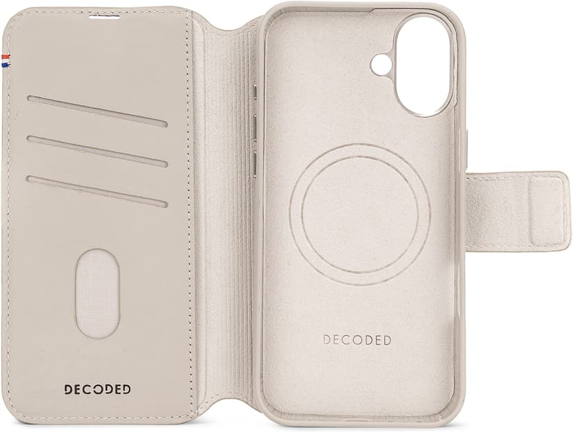 Decoded Leather Detachable Wallet iPhone 16 Plus Grå